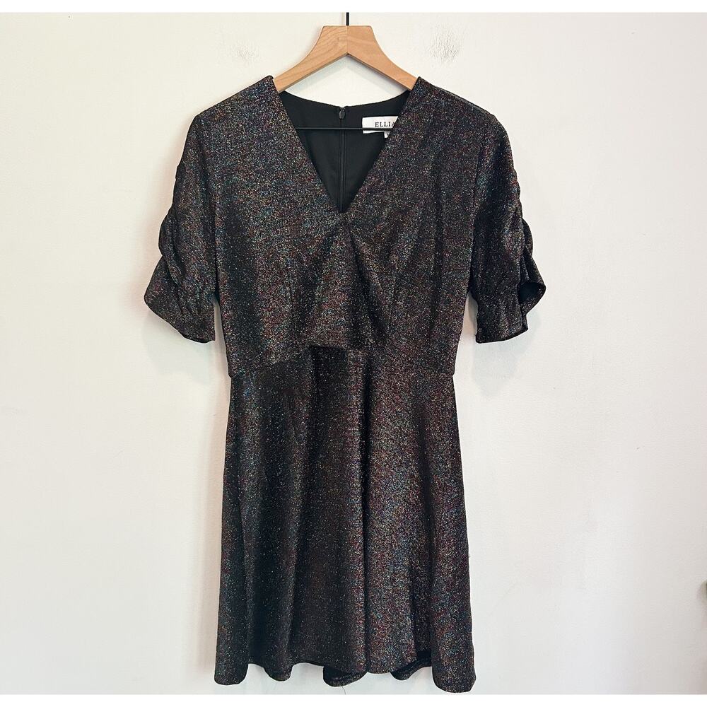 Elliatt Multi Color Sparkle Swing Dress Black Size M